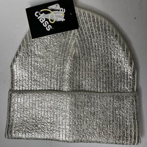 Art‎ Class Silver Metallic Rib Knit Cuffed Beanie Hat OSFM NWT